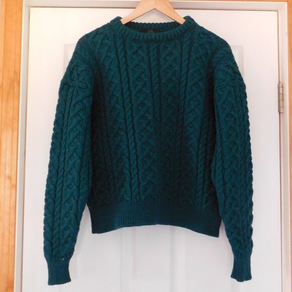 Vintage Rosmuc Wool Fisherman Sweater Men S Womens M Green Ireland - Picture 5 of 5